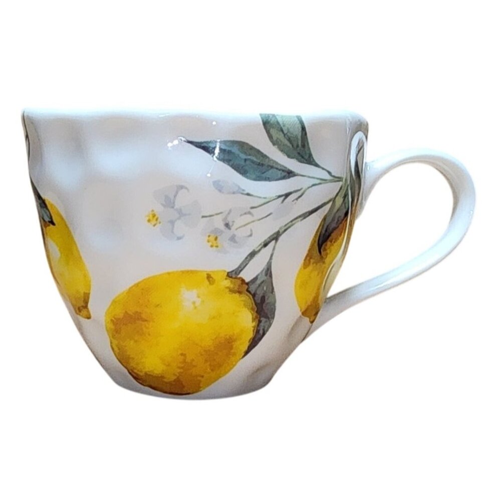 Grace Fine Porcelain Lemon Flower Textured Tea Cup Coffee Mug 6 oz Teaware